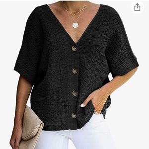 Fashion Jackson black button v neck